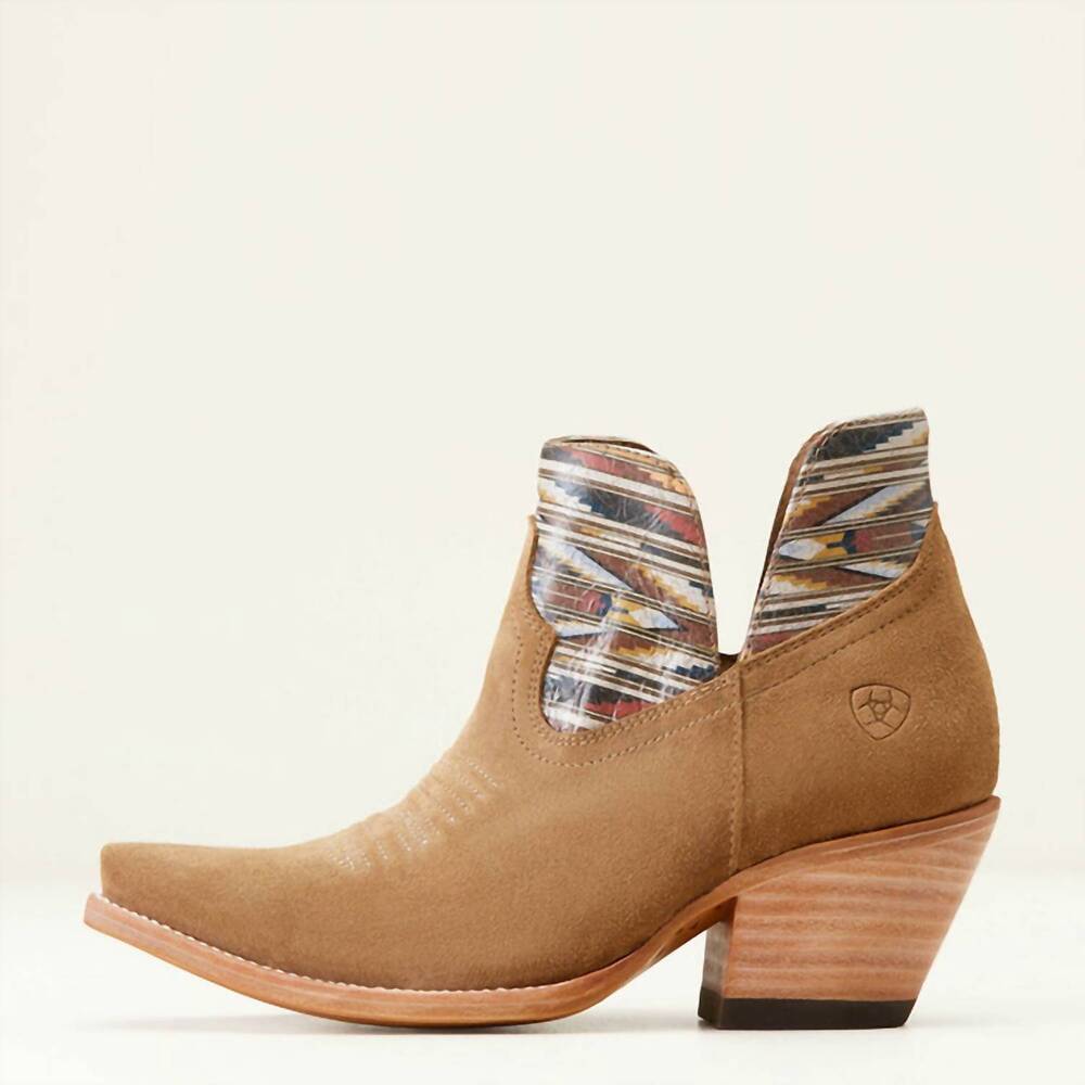 NEW ARIAT women's hazel chimayo western bootie in dijon roughout/santa fe mustar